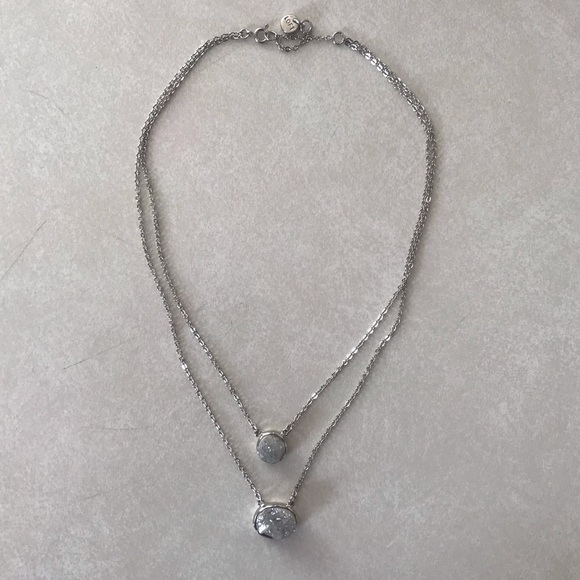 LOFT Jewelry - LOFT silver double strand druzy gemstone necklace